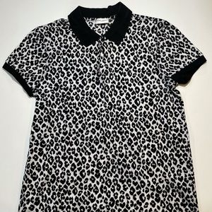 Saint Laurent YSL Men’s Polo Leopard Print Black/White - Sz L